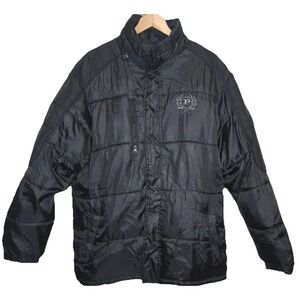 Phat Farm Full Zip Puffer Jacket Men's Sz Large Coat Black Vintage Y2K Hip hop